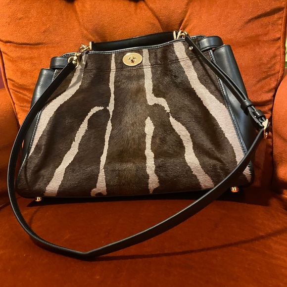 Coach Women’s Handbag Satchel/Shoulder Gramercy Calf Hair Leather Zebra Stripe - Picture 3 of 13